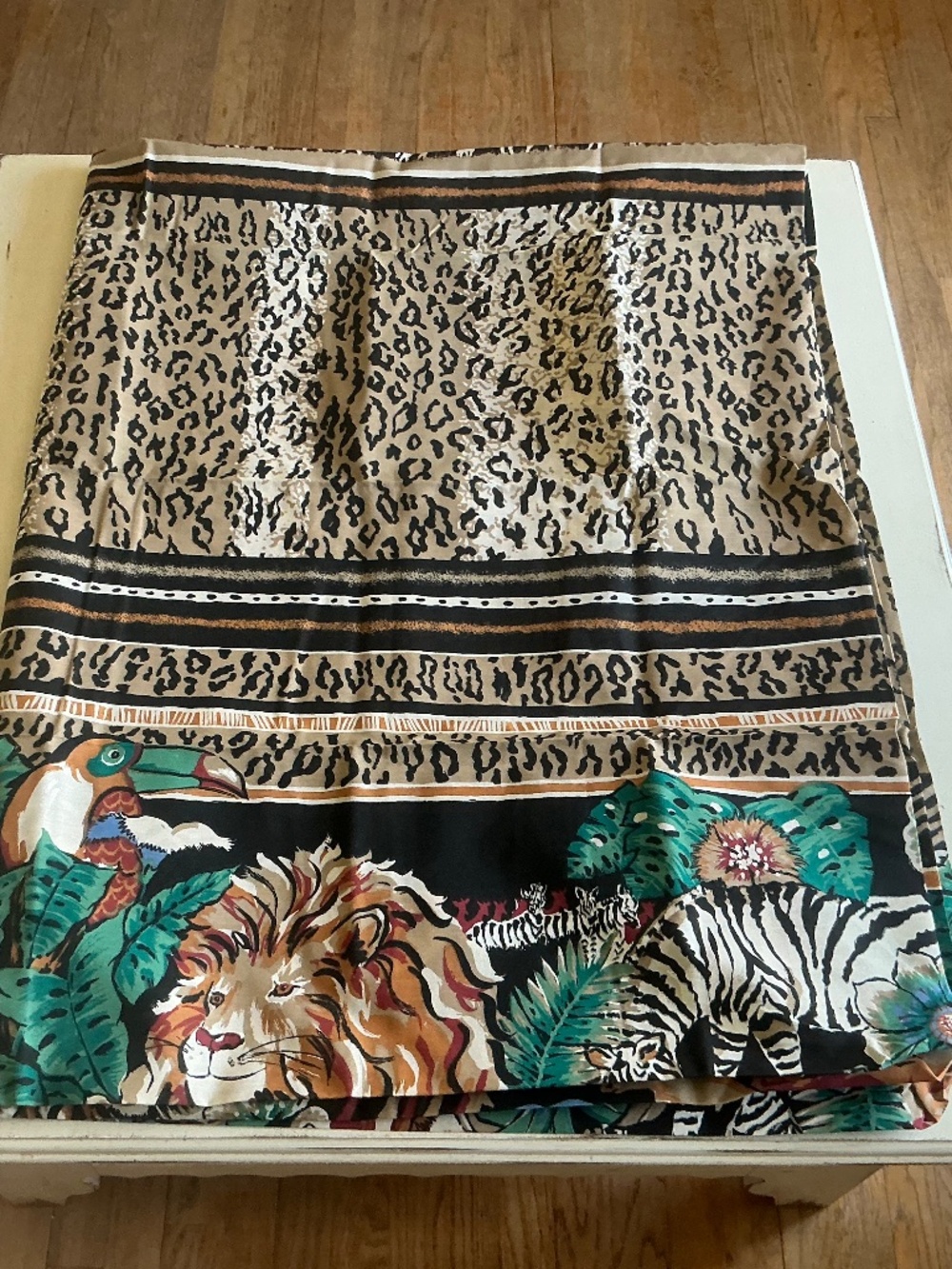NWOT UNbranded Leopard Jungle Print Queen fitted sheet fabric remnant